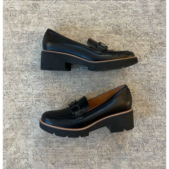 Naturalizer Corinne Loafer Black Women Size 9 Heeled Chunky Loafer Shoes - Picture 3 of 7